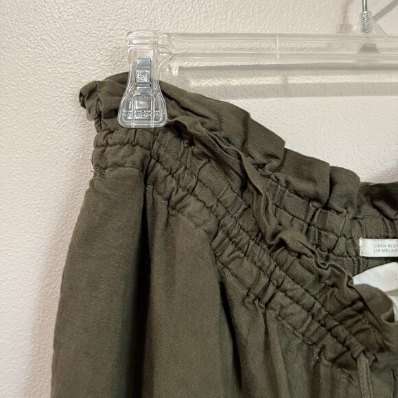 H&M Linen Blend Olive Green Elastic Waist Tapered Ankle Pants Size XL - Picture 4 of 8